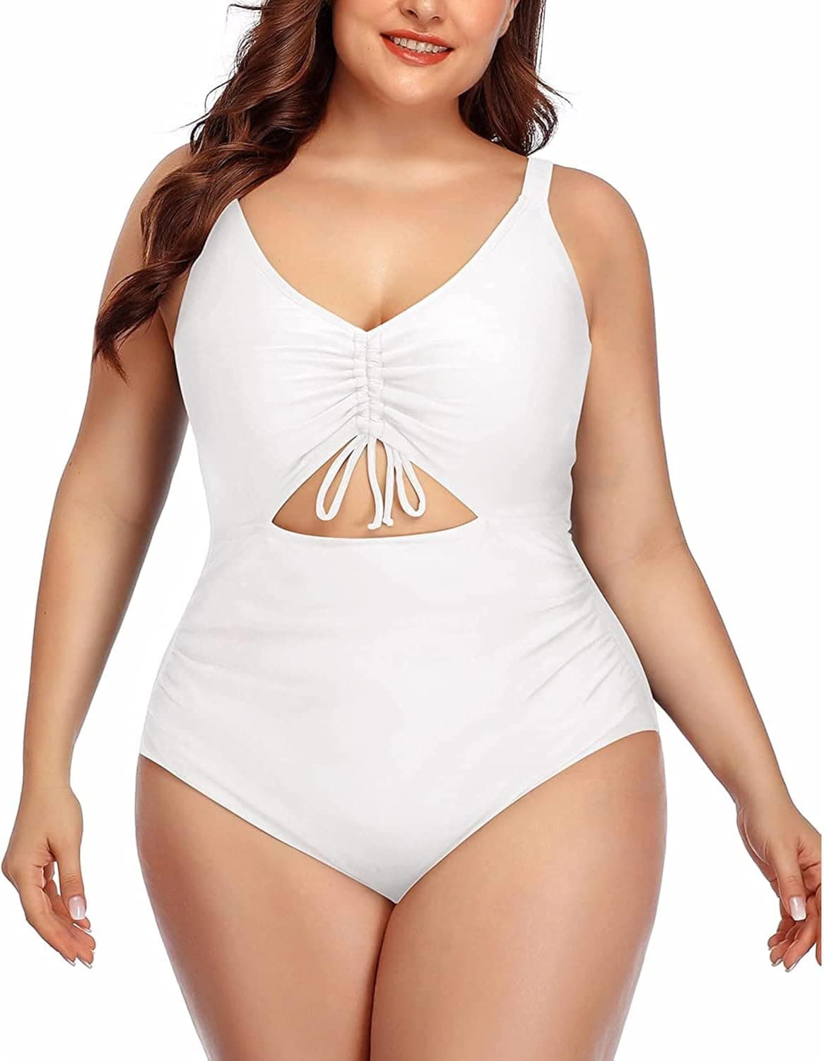 Daci Women Plus Size Cutout One Piece Swimsuits Tummy Control Bathing Suits V Neck Monokini Swimwear