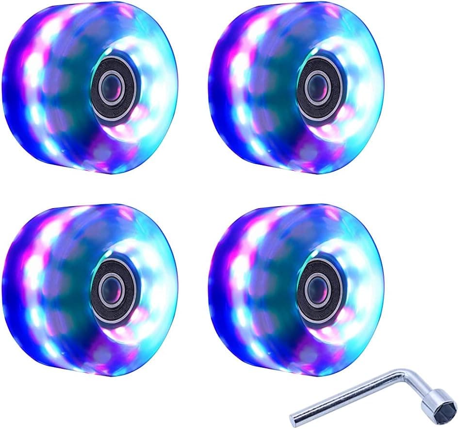 Light up Roller Skate Wheels with Bearings Luminous Quad Roller Skate Wheels for Double Row Skating and Skateboard Indoor or Outdoor
