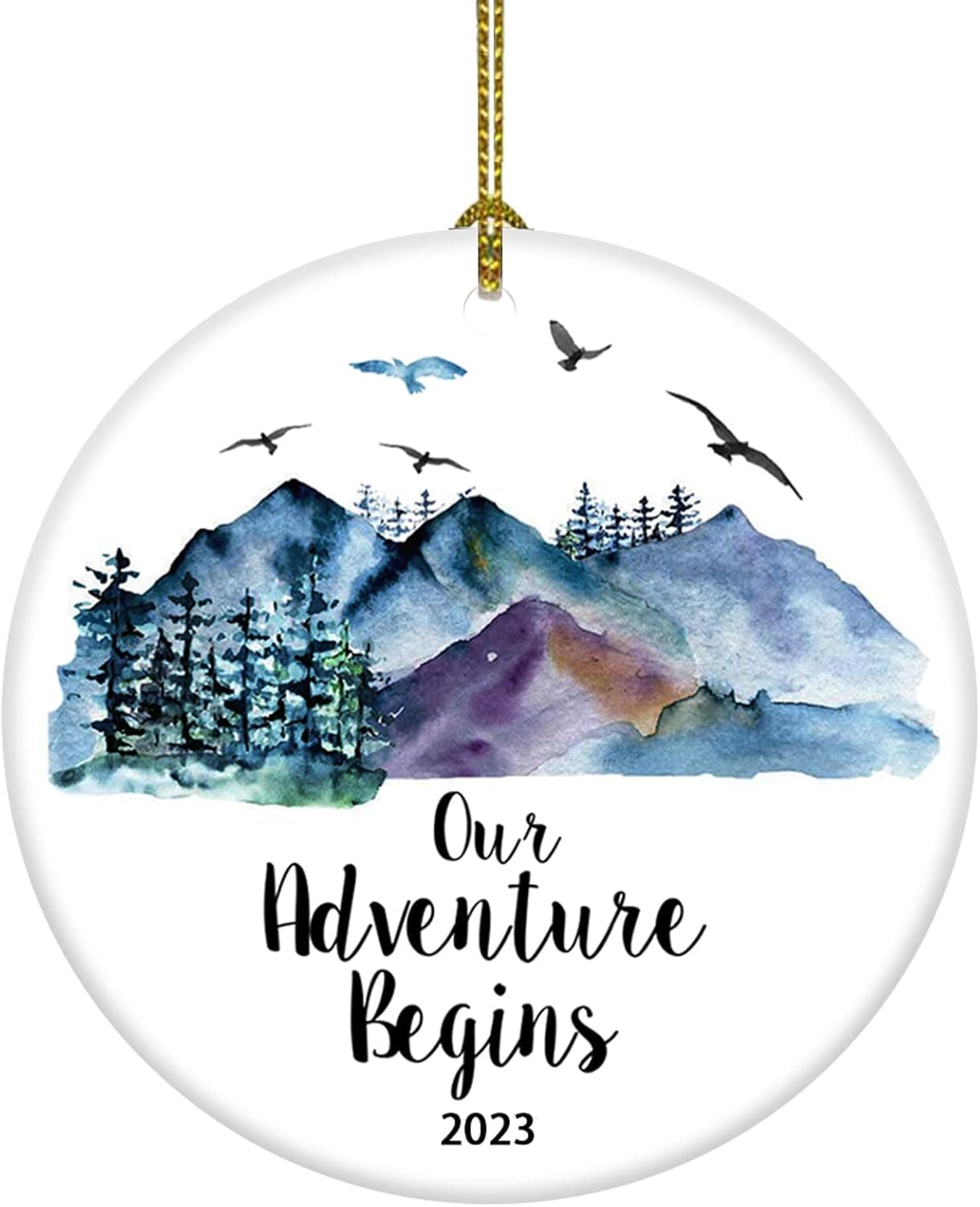 Our Adventure Begins Christmas Tree Ornament Gift for Newlywed Couple Christmas Married Ornament 2023 Wedding Gifts (Blue Adventure Begins)