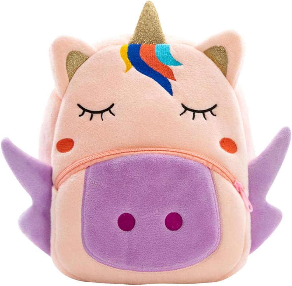 KK CRAFTS Cute Kids Toddler Backpack Plush Toy Animal Cartoon Children Bag for 2~5 Years Baby, Pink Unicorn