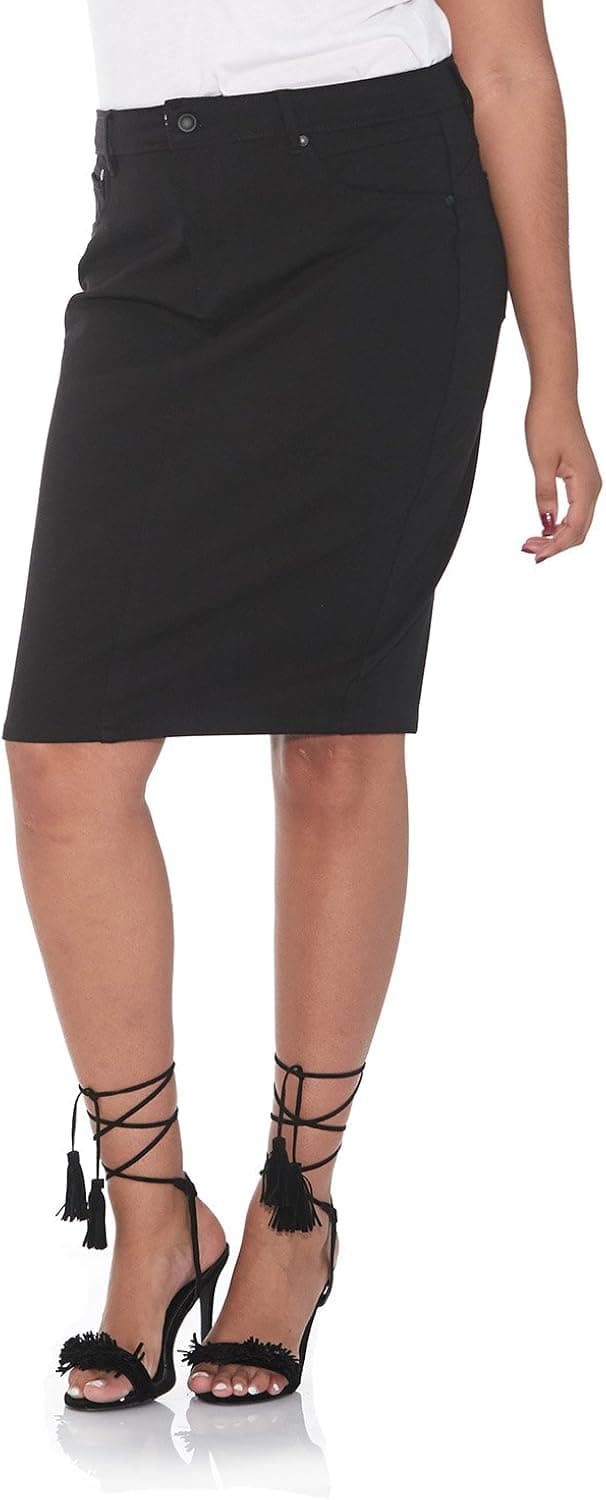 Suko Plus Size Ponte Office Skirt for Women 56925 Black 20
