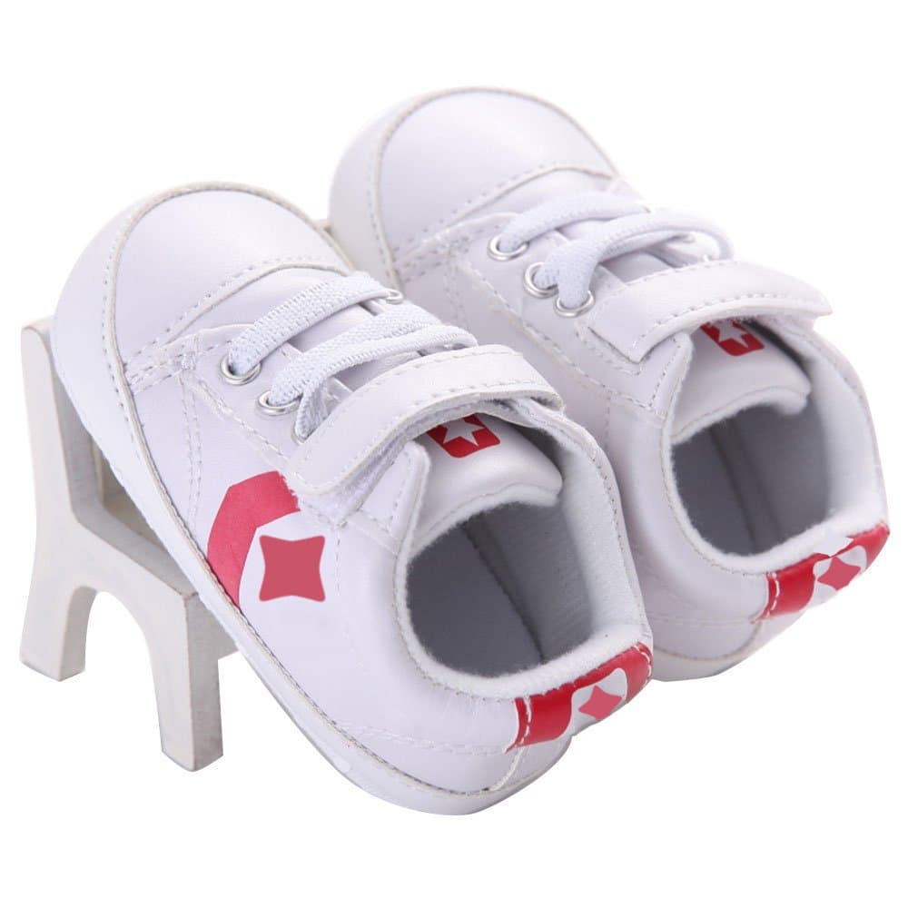 WAYLONGPLUS Prewalker Infant Anti-Skid Soft Baby Shoes Toddler Sneaker (White Size 11)