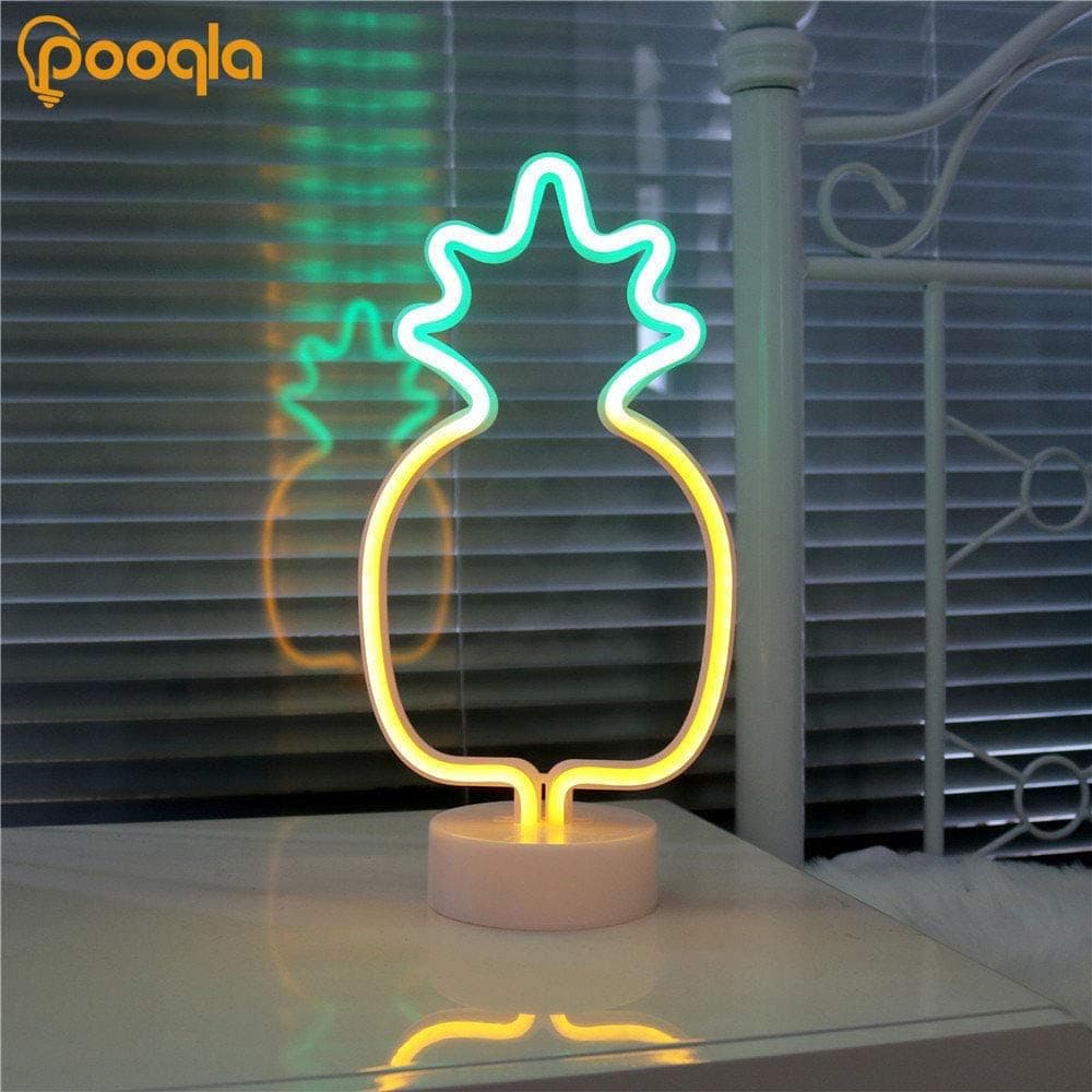 Pineapple Neon Signs, LED Remote Control Neon Light with Holder Base for Party Supplies Girls Room Decoration Accessory for Luau Summer Party Children Kids Gifts (RC Pineapple with holder)