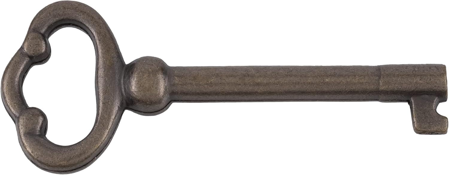 Antique Brass Plated Hollow Barrel Skeleton Key for Antique Cabinet Doors, Grandfather Clocks, Dresser Drawer - Vintage, Old Furniture | KY-2AB (2)