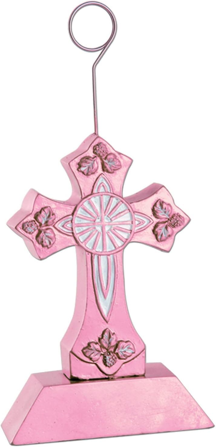 Cross Photo/Balloon Holder (pink) Party Accessory (1 count)
