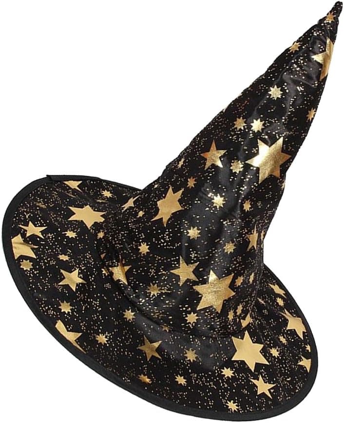 Kid's Wizard Hat Witch's Pointed Hat Halloween Costume Accessory - Black, One Size