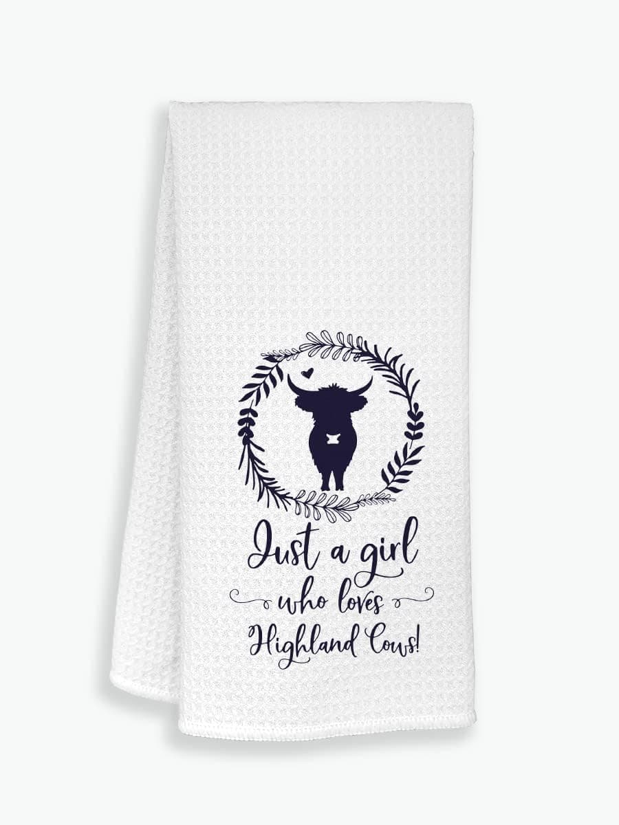 Just A Girl Who Loves Highland Cows Kitchen Towels Dishcloths,Country Life Farmhouse Animal Highland Cow Dish Towels Tea Towels Hand Towels for Kitchen,Gifts for Cow Lovers Farm Girls Women