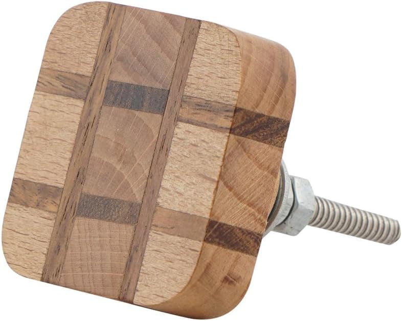 Set of 4 Square Wooden Knobs – Checkered Cabinet Pulls for Cabinets, Dressers and Drawers – Decorative Drawer Knobs for Kitchen, Bathroom, Bed Room, and Living Room by Artisanal Creations