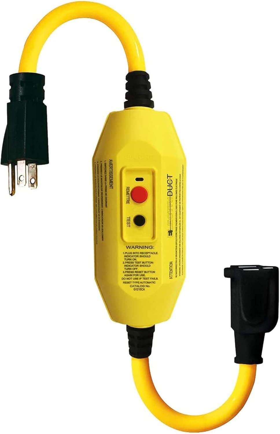 Electriduct GFCI Inline with 18" Single Outlet Cord UL Outdoor Waterproof 15 Amp 12 Gauge Auto Reset GFI Adapter