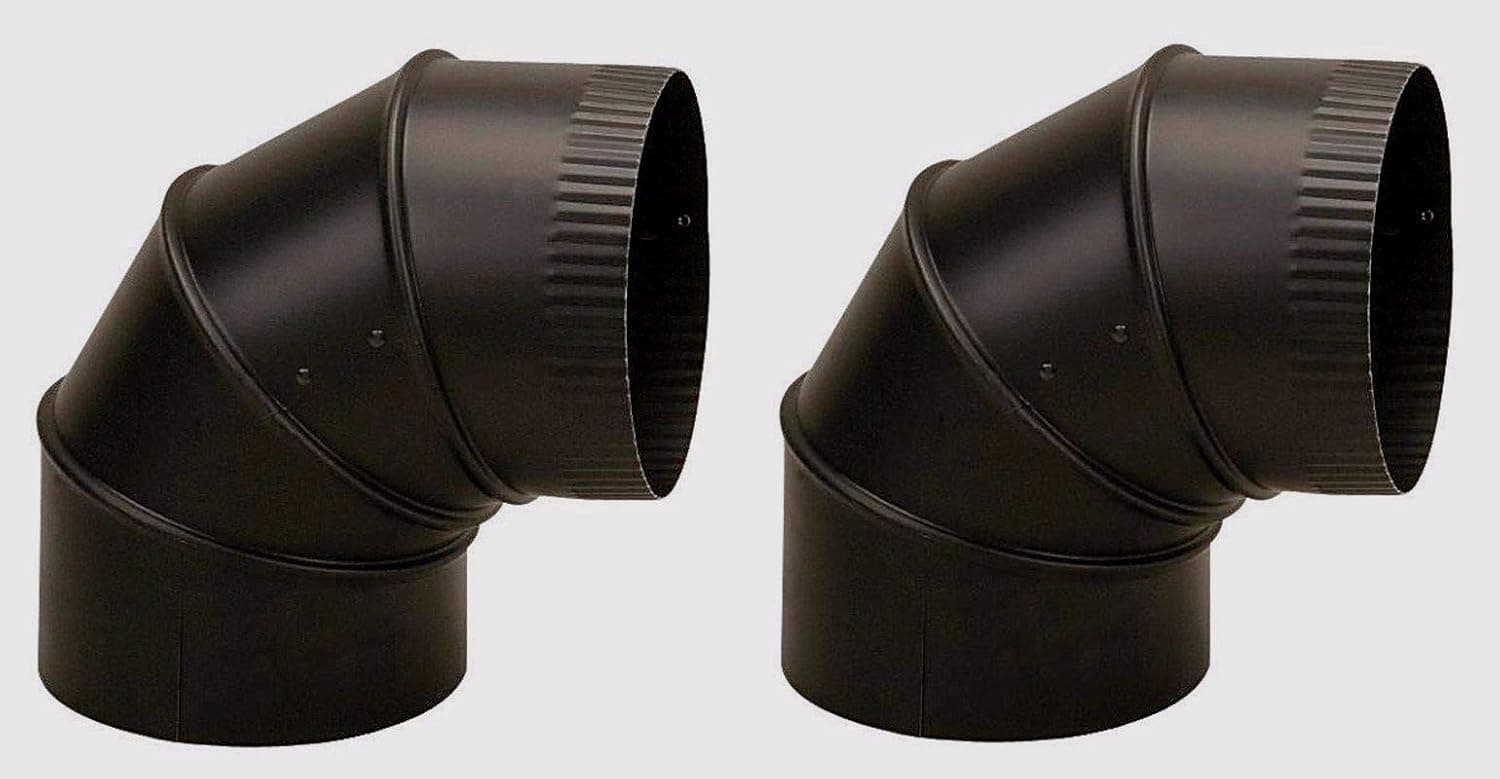 2~ Stove Pipe Elbow 8" Dia. Adjustable Stove Pipe Elbow 90° Black Matte Finish 24 Gauge Single Wall Steel