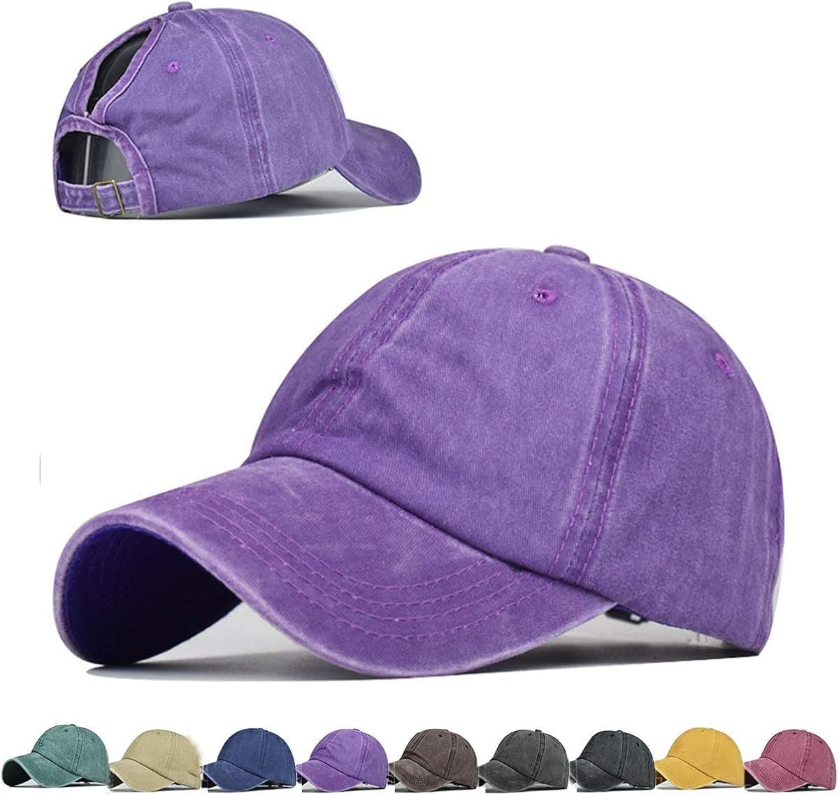 Top Hats for Women Baseball Caps with Mesh Back Trucker Hats Ponytail/High Messy Bun Ponycap Dad Hats