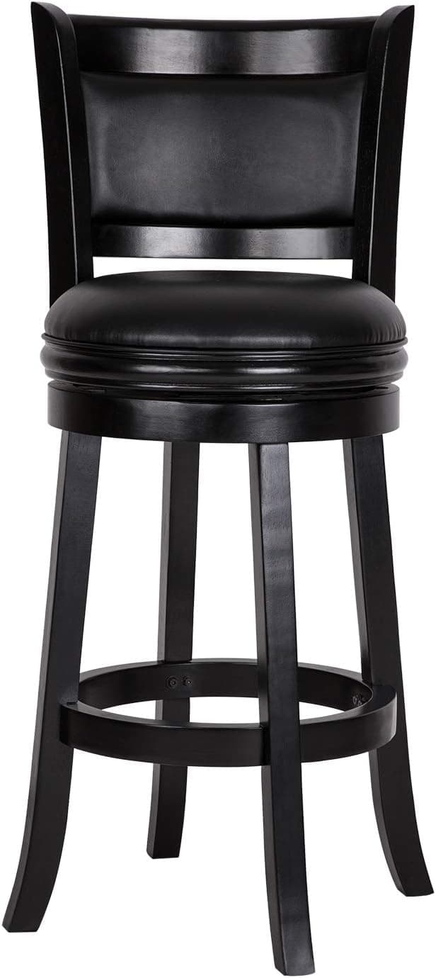 Amoyland Buffalo Bar Stools,Bar Height-360 Degree Swivel-Upholstered Cushion Seat Stool,Wooden Swivel Back Barstool-Height 29"-Color Cherry/Black,Perfct for Kitchen and Dining and Living Room (Black)