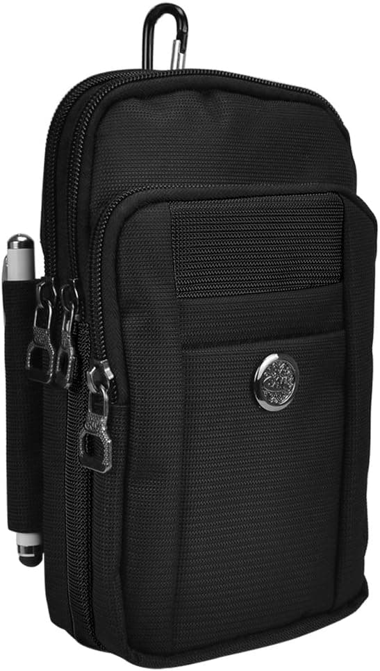 Sumaclife Durable Nylon Carrying Case with Belt Clip for Samsung Galaxy S7 Edge, S7, A9, A8, A7, E7, S6 Edge Plus, Note 5, Grand Max (Black, Black)