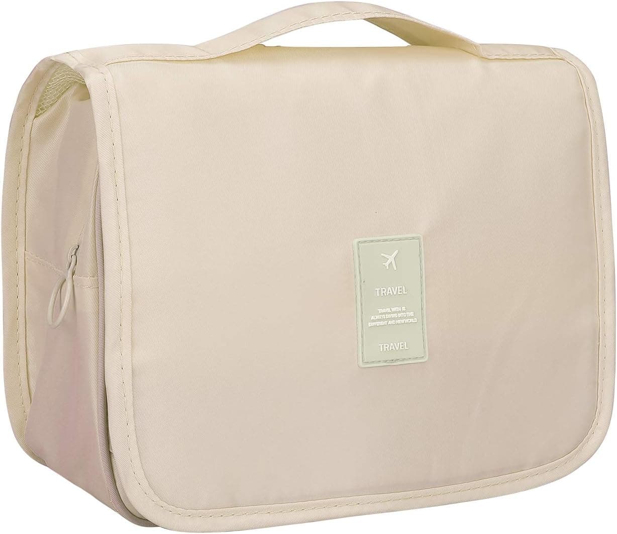 Prospo Large Hanging Toiletry Bag Waterproof Cosmetic Bag Makeup Travel Pouch Purse Organizer Wash Gargle bag for Boys Girls Women Men with Sturdy Hook(Beige)