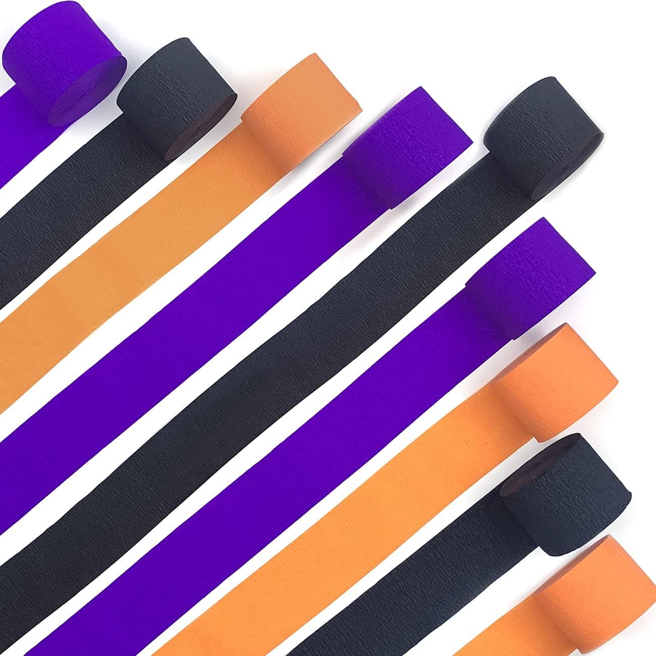 Crepe Paper Streamers 738 ft Halloween Streamers Black Purple Orange Crepe Streamer for Party Decor (Per Roll 82 ft)