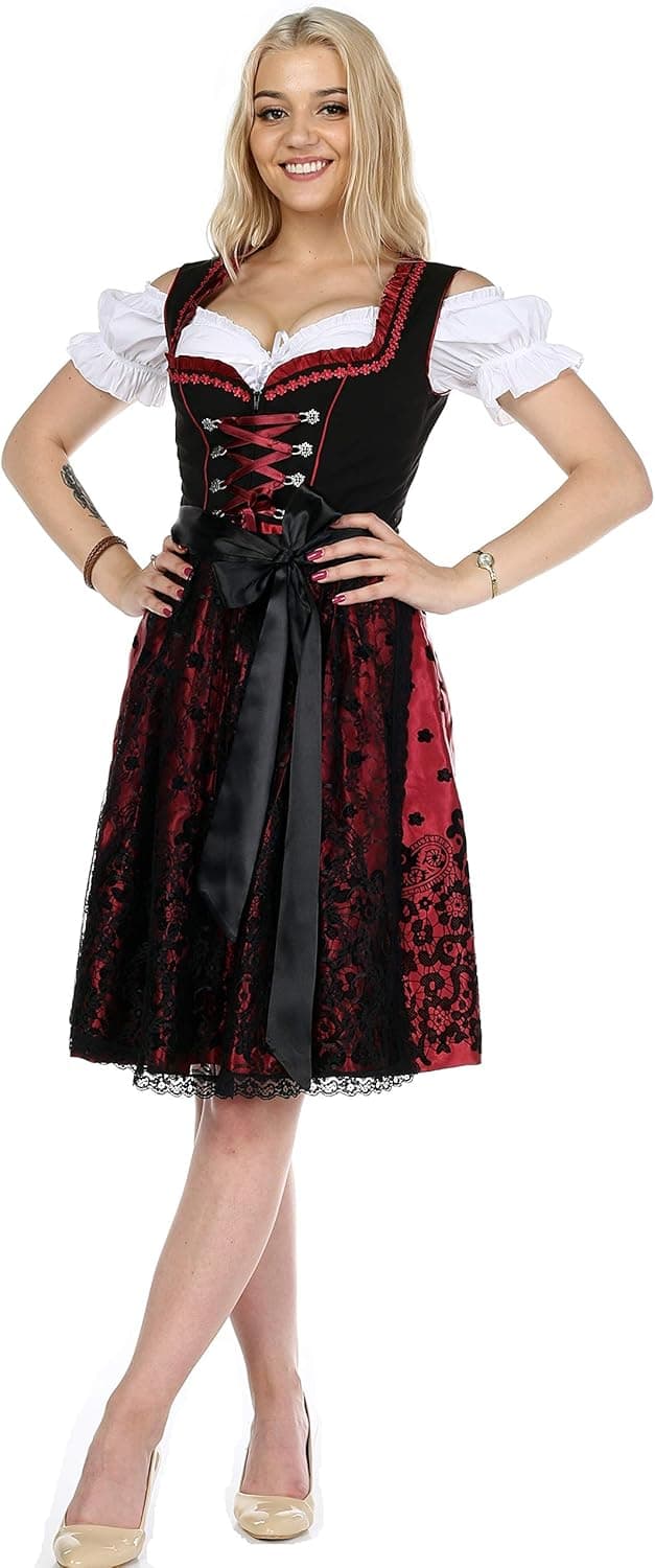 0200 Dirndl Germandress 3Tlg. Oktoberfest Gr.34 bis 52 !!ORIGINAL LIFOS!!