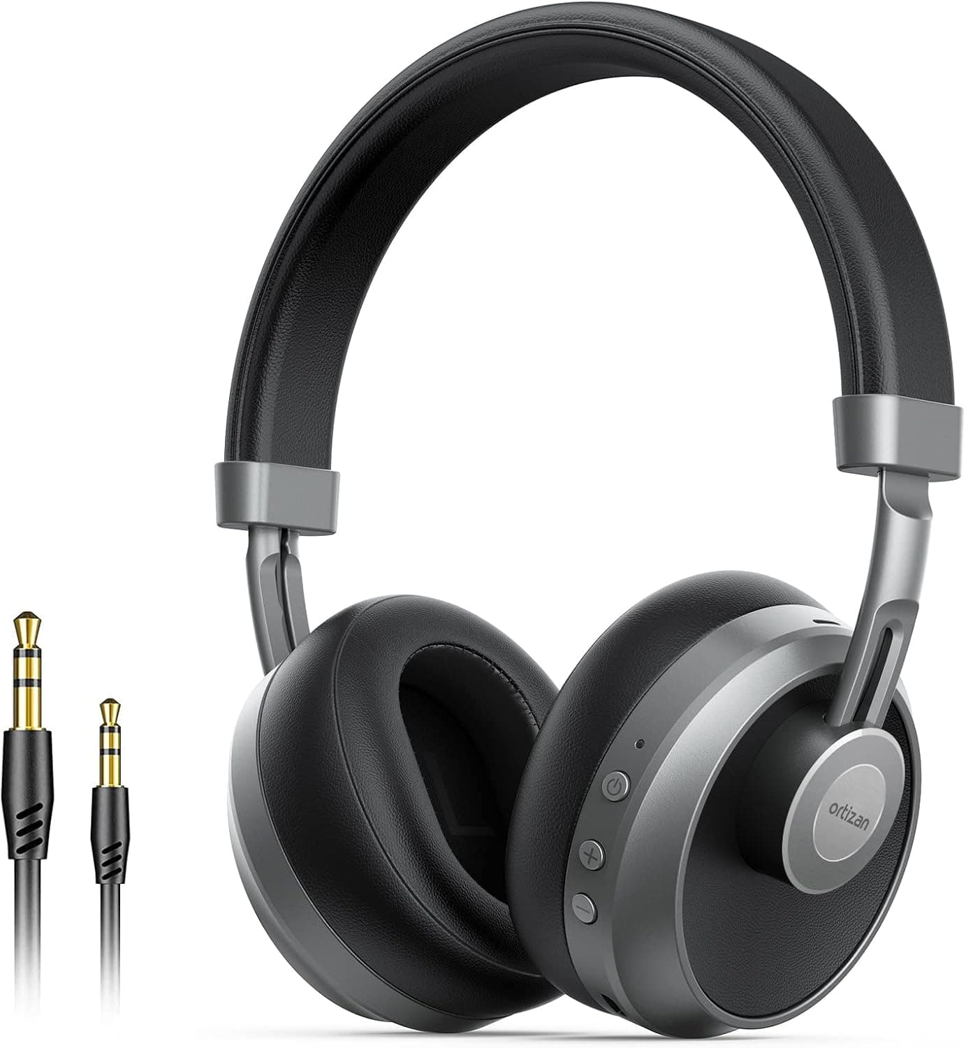 Ortizan Bluetooth Headphones Over Ear, 40 Hours Playtime Wireless Headphones HiFi Stereo Headphones with Microphone and Soft Protein Earpads for Cellphone/TV/PC/Home Office (Silver)
