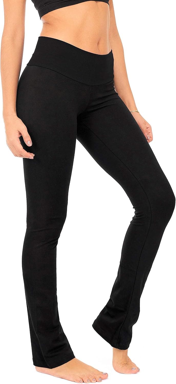 DEAR SPARKLE Bootcut Leggings for Women | Slim Look Bootleg, Black, Size X-Small