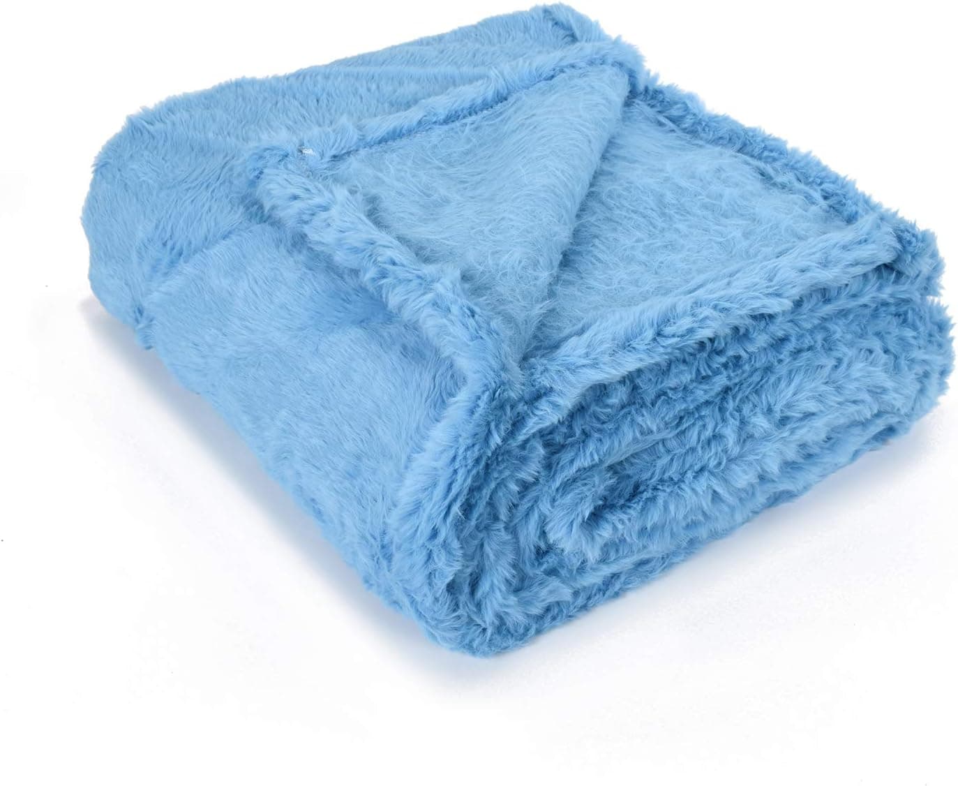 DAHLIA HOME Soft Fleece Blanket Winter Warm Brushed PV Fur Faux Fur Blankets All Season Lightweight Thermal Throw for Bed, Sofa or Couch Blue 50" 60"