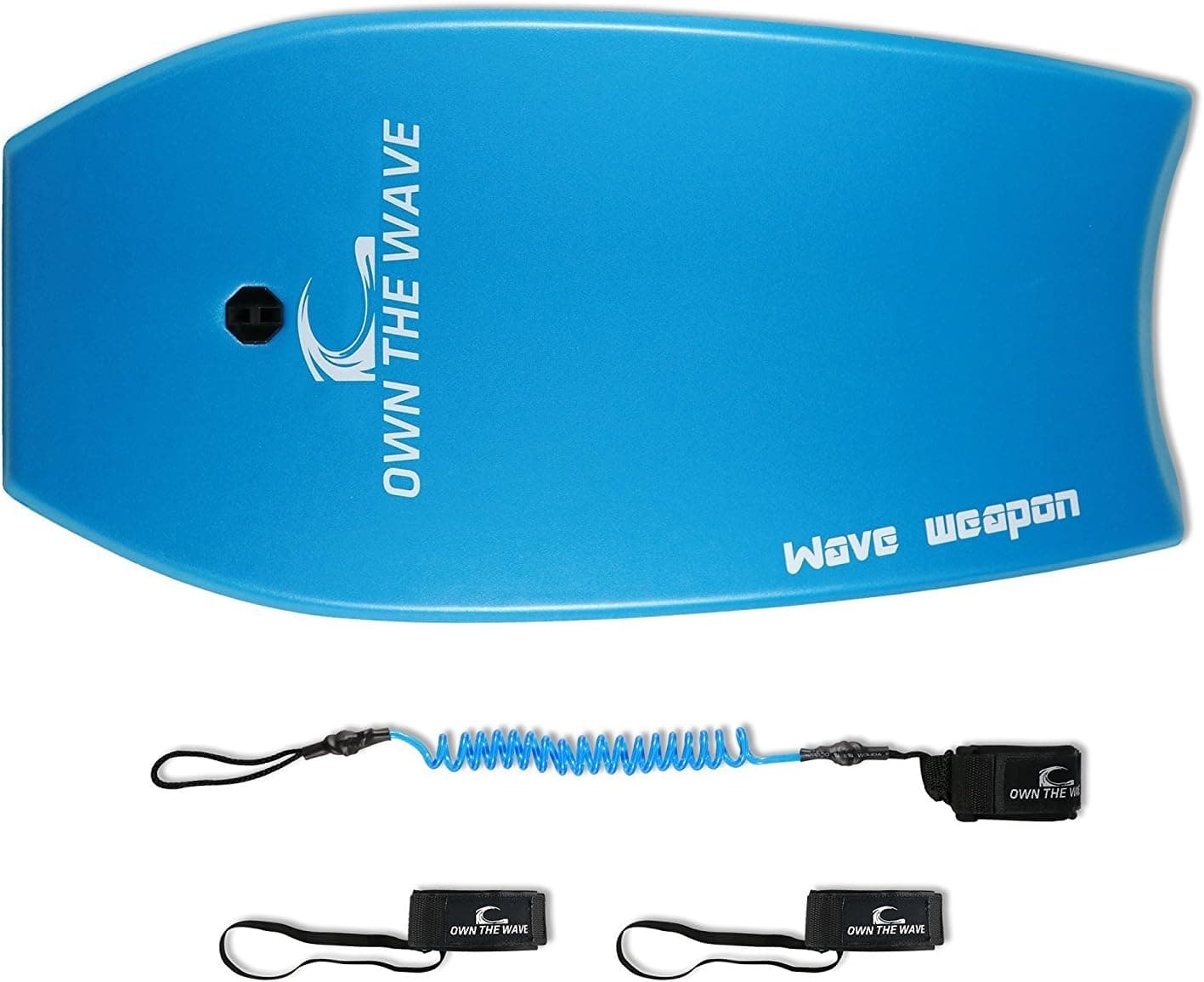 Own the Wave 37'' Blue Bodyboard with Leash and Fin Tethers