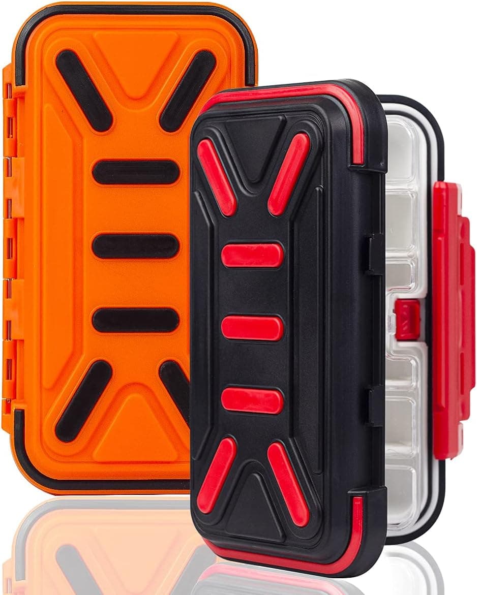 Meboyz 2 Packs Fishing Tackle Storage Trays,Fishing Tackle Box,Storage Organizer Box,Accessory Boxes,Thicker Plastic Hooks Waterproof Fishing Tackle Storage (Orange and Black)