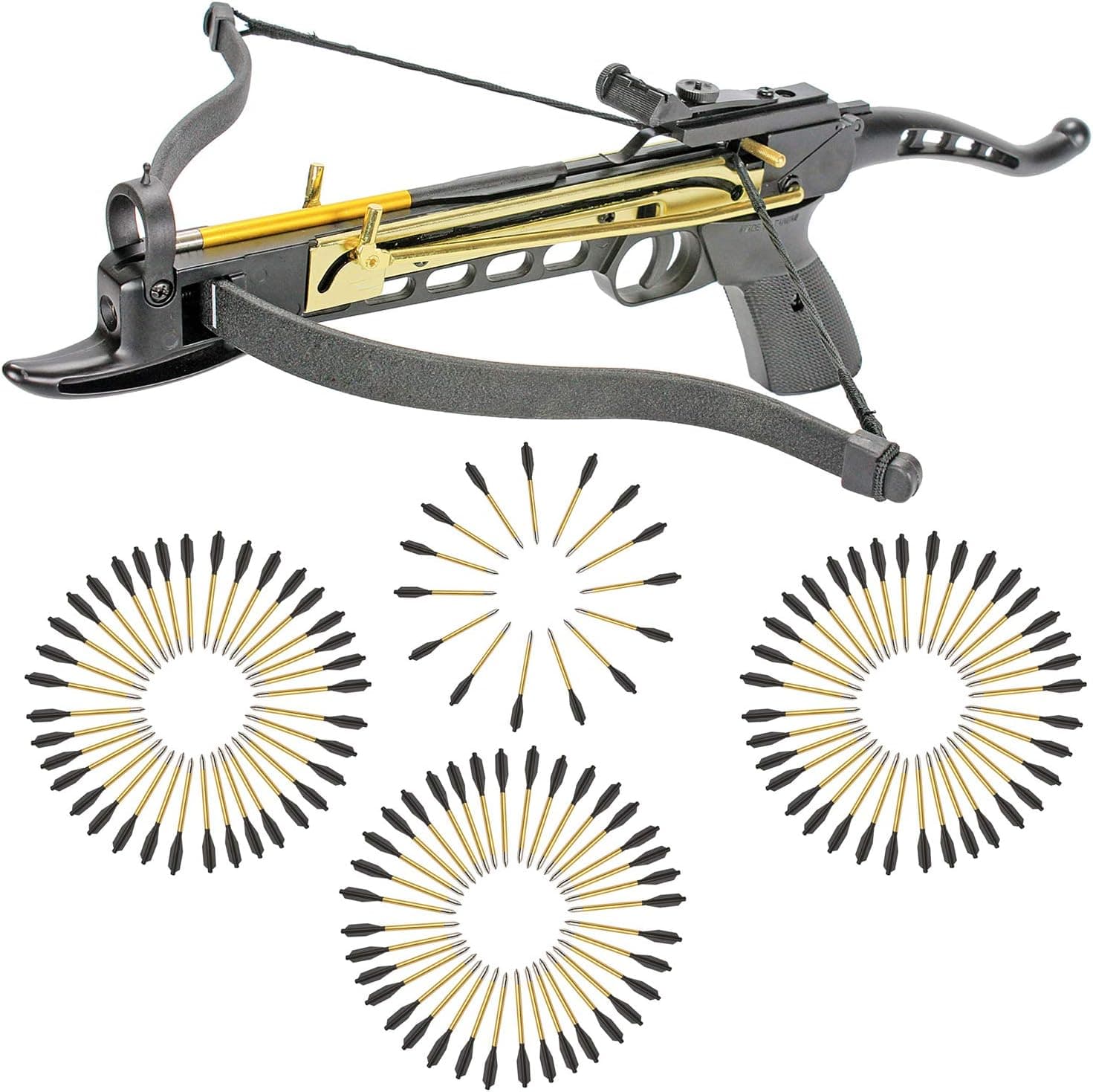 KingsArchery Crossbow Self-Cocking 80 LBS with Adjustable Sights and a Total of 123 Aluminim Arrow Bolt Set Warranty