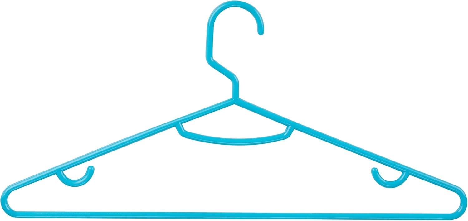 Honey-Can-Do HNG-03588 Plastic Tubular Hangers with Hanging Hooks, 15-Pack, Aqua
