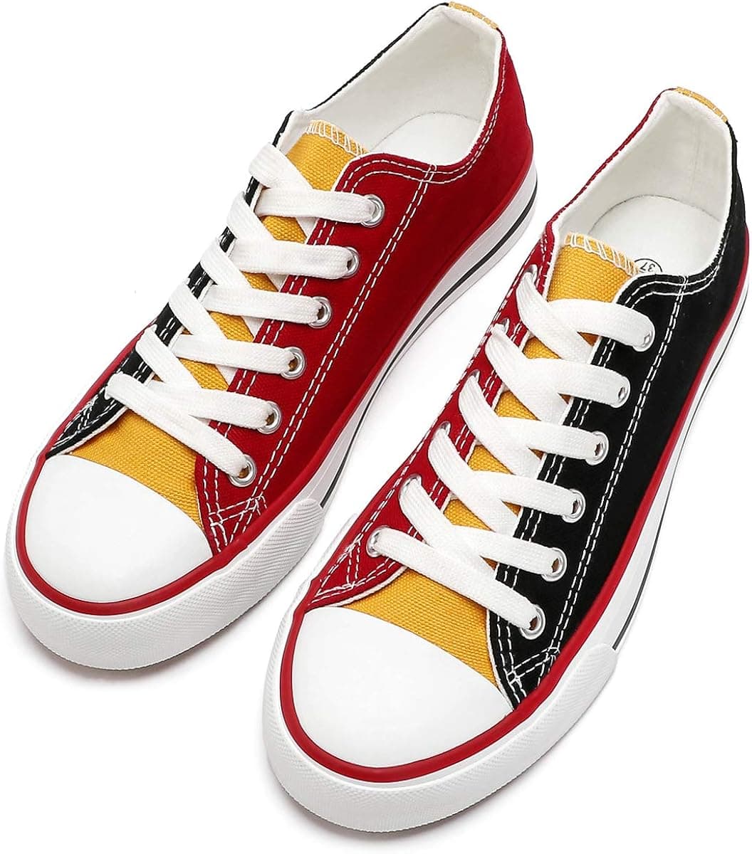 FRACORA Womens Canvas Shoes Color Patchwork Shoes Fashion Sneakers for Women(Black,US11)