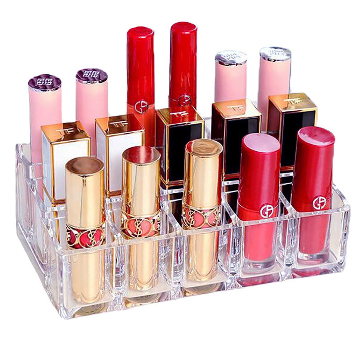 Lipsticks Holder Organizer 16 Spaces Makeup Lipgloss Storage Clear Display Stand Acrylic Cosmetic Vanity Holder