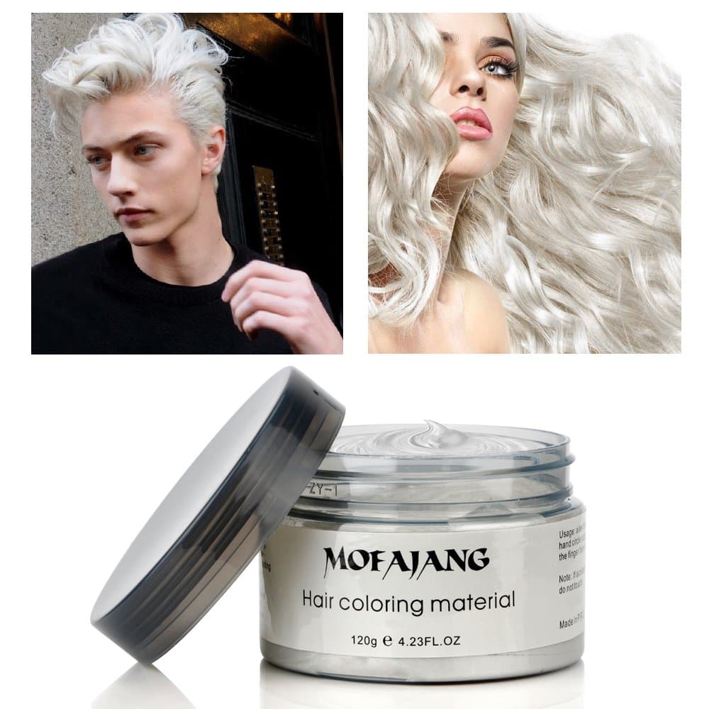 Temporary Hair Color Wax Hair Dye Hair Paint White Halloween Cosplay Hair Styling Waxes Halloween Decorations for Hair Instantly Hair Color Hairstyle Cream Pomades Wash Off Easily
