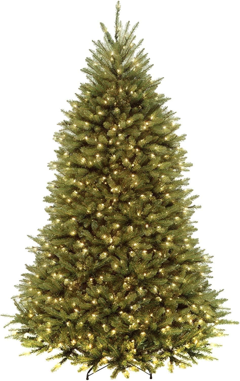 National Tree Company Pre-Lit Artificial Full Christmas Tree, Green, Dunhill Fir, Dual Color LED Lights, Includes PowerConnect and Stand, 6.5 Feet