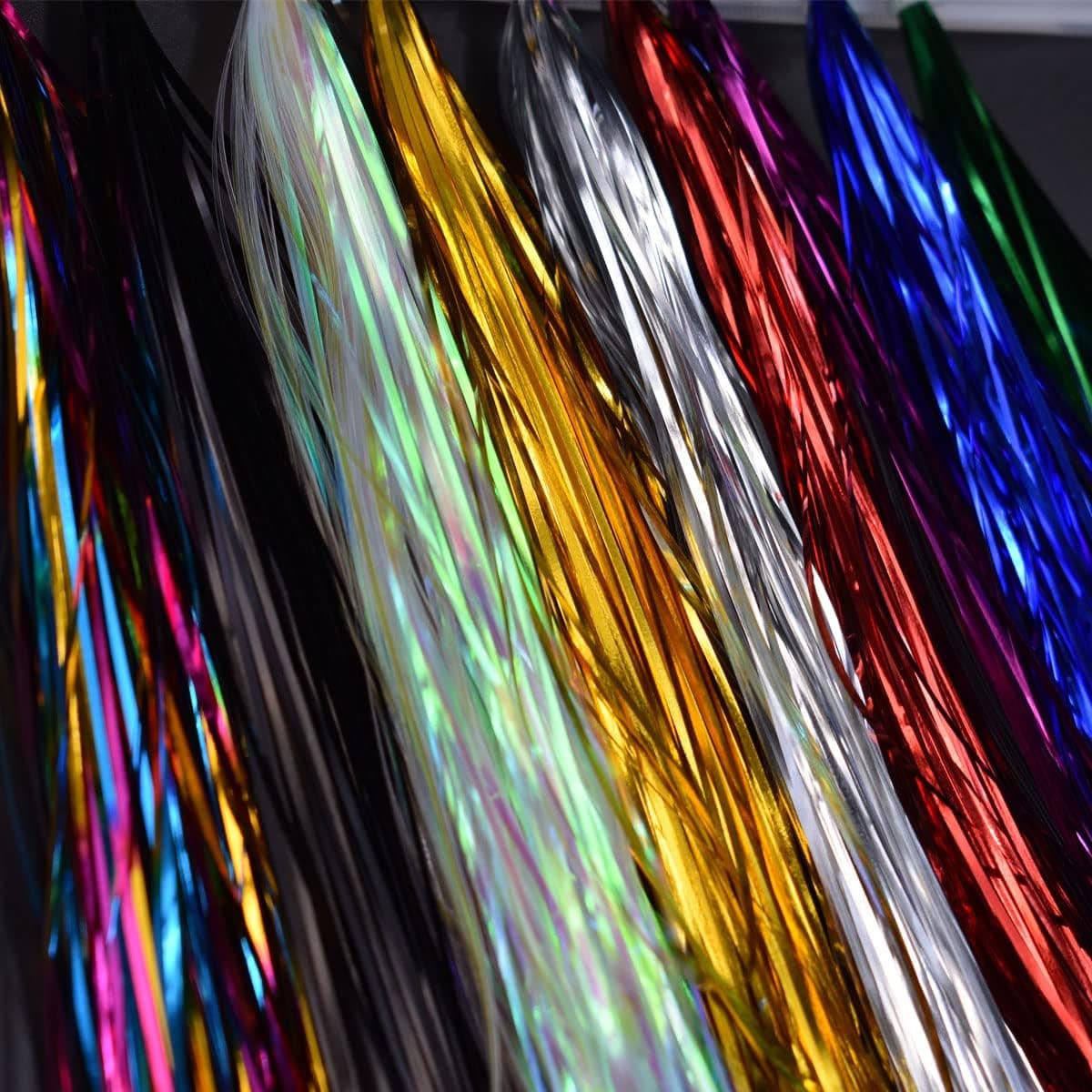 PHECDA PROFLY 10 Packs 1MM Width Crystal Flash Tinsel Flashabou Tinsel Fly Tying Material