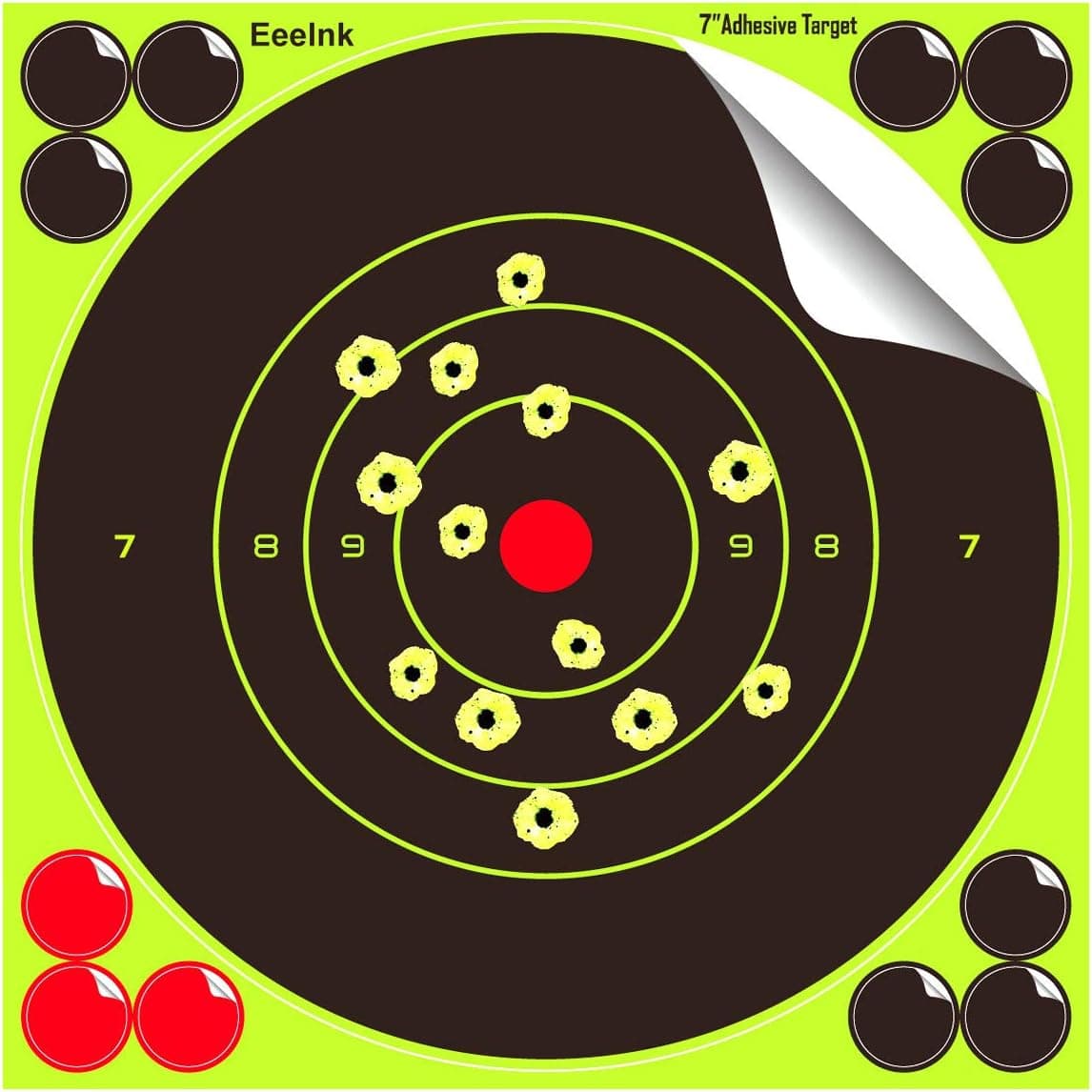 Eeelnk Splatter Targets for Shooting - Reactive Bright Fluorescent Yellow Shot Marking, 12 Cover Patches - Indoor, Outdoor, Long, Short Range Practice - 7 inch 20 & 40 & 100 Pack