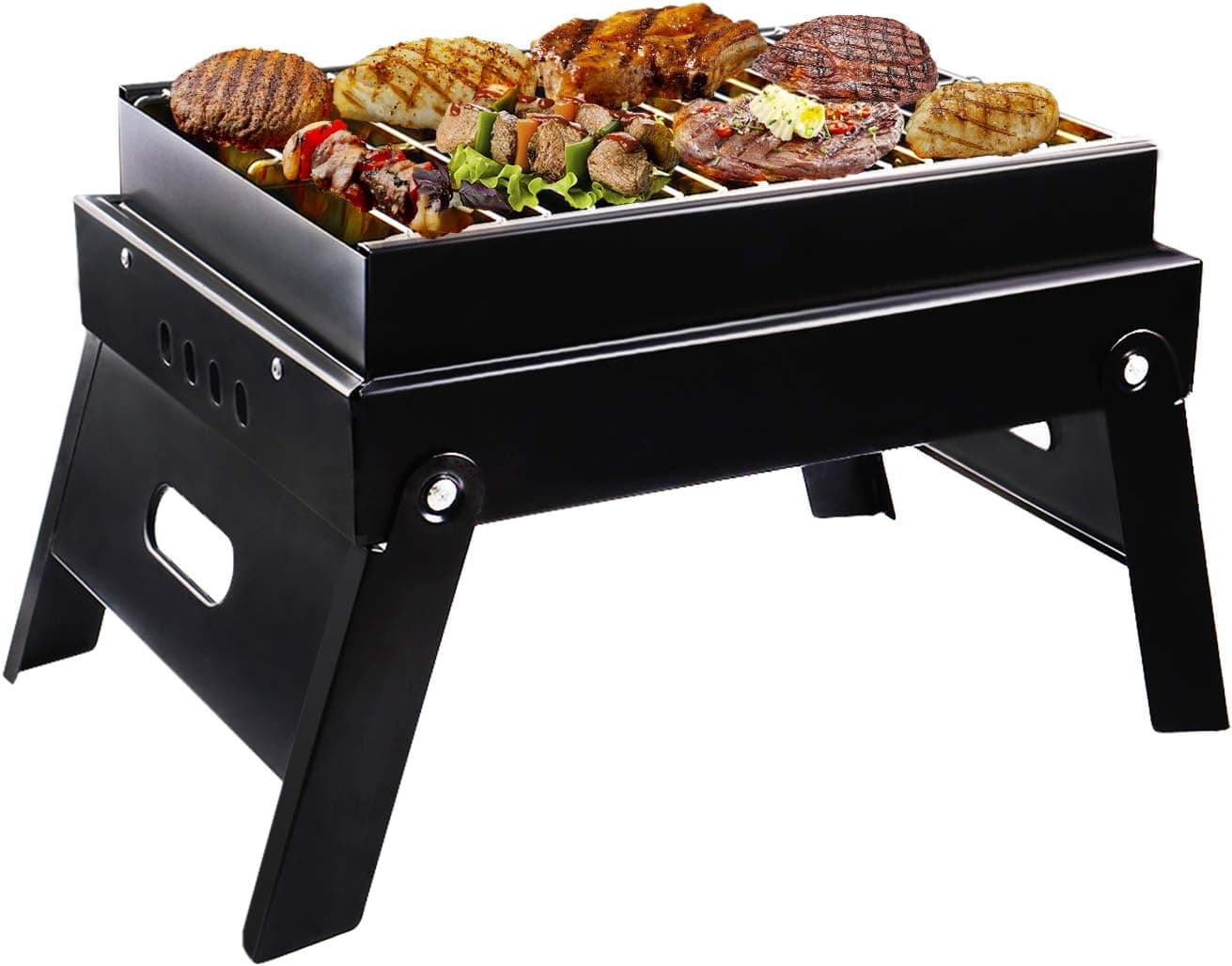 JiaDa Charcoal Grill,Portable Barbecue Smoker Grill BBQ for Outdoor Cooking Camping Hiking Family Party Black