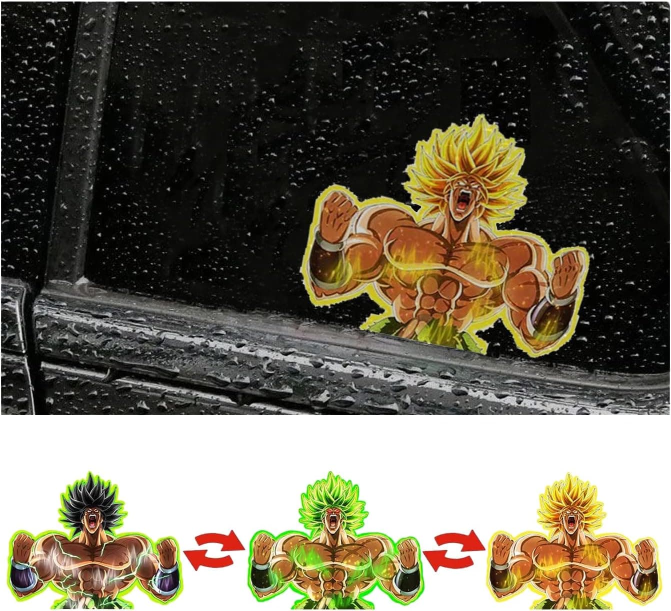 Heavenly Gifts Anime Dynamic Waterproof Car Decal 5.11" x 6.54", Illusion Flip Image Japanese Manga Motion Sticker for Car Computer Laptop Skateboard iPad Wall Decor Cool Stickers Anime Gifts for Kids (3 in 1 Stickers)