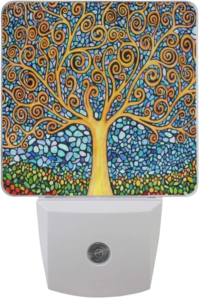 JSTEL Tree Night Lights Plug into Wall,2 PC Plug-in LED Night Lights Art Tree Nightlights with Dusk to Dawn Sensor Soft Night Lights Perfect for Bathroom Kitchen and Hallway