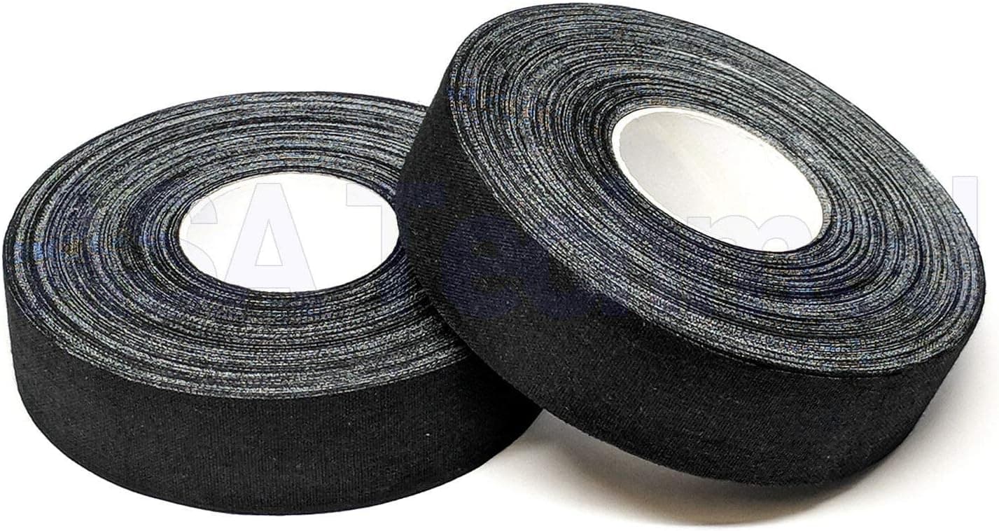 ASA TECHMED Cloth Hockey Stick Tape - 1 x 27 Yards 2 Roll of Non Friction Stick Sports Tape 2 Pack - Black, White