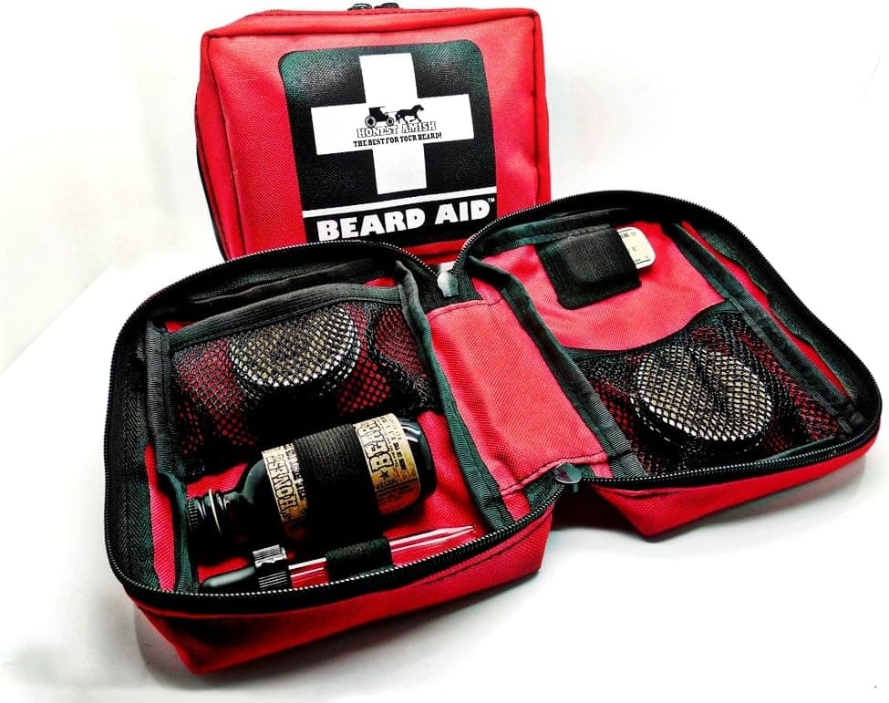 Beard First Aid Kit - by Honest Amish - Gift for The Bearded Man Who Has Everything - Oil, Balm, Wax
