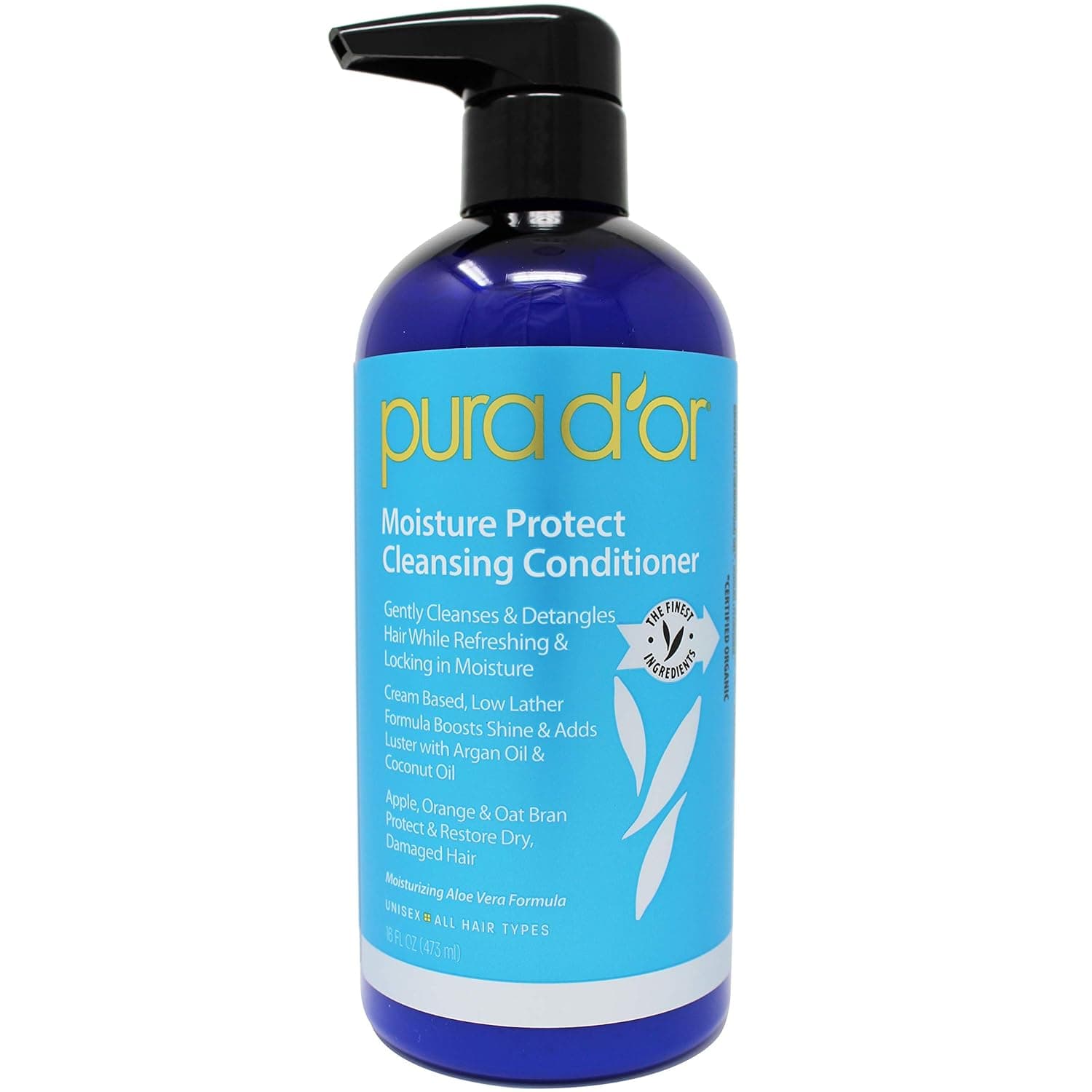 PURA D’OR Moisture Protect Cleansing Conditioner (16oz) Detangles & Restores Hair with Argan Oil, Lavender & Other Natural Ingredients, No Sulfate, All Hair Types, Men & Women (Packaging may vary)