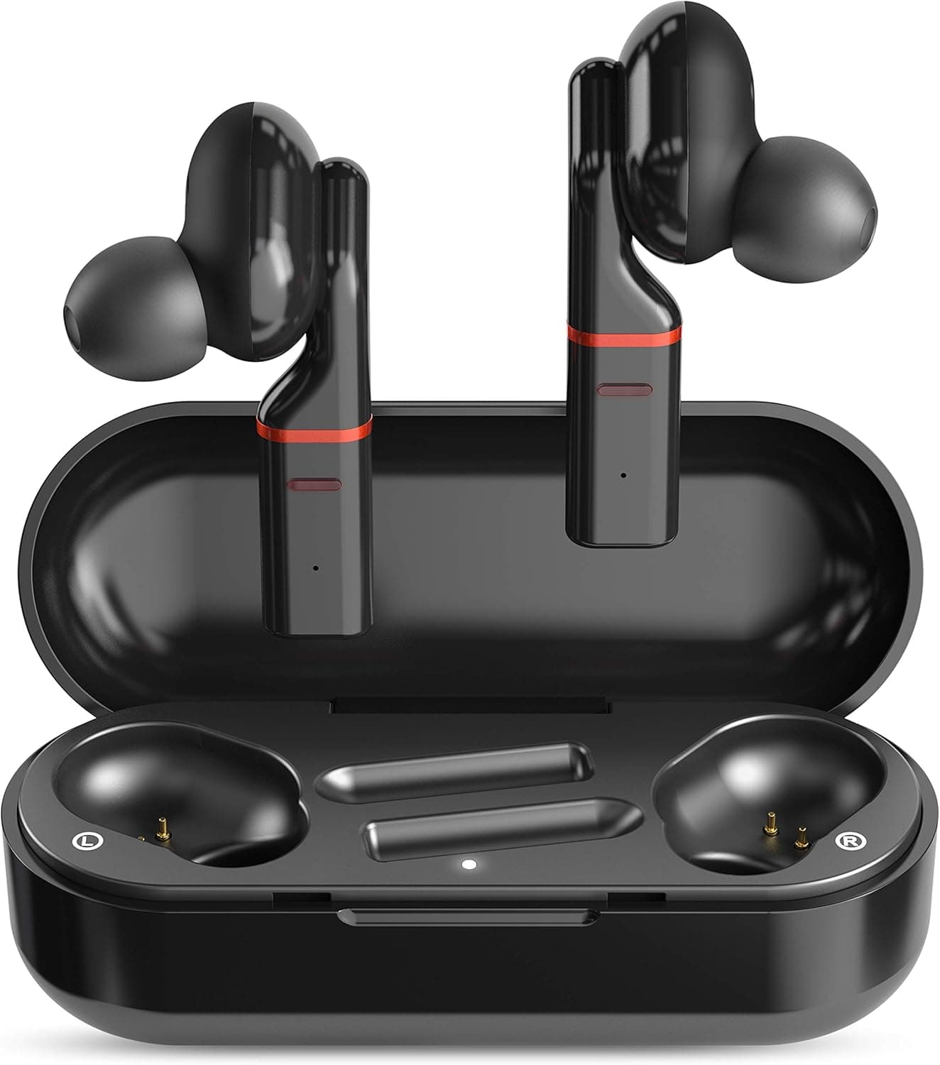 SimpTronic True Wireless Earbuds Bluetooth 5.0 Headphones in-Ear TWS Mini Headset for Sport Deep Bass Stereo Earphones HD Sound Waterproof Noise Cancelling Mic 30 Hours Playtime Black