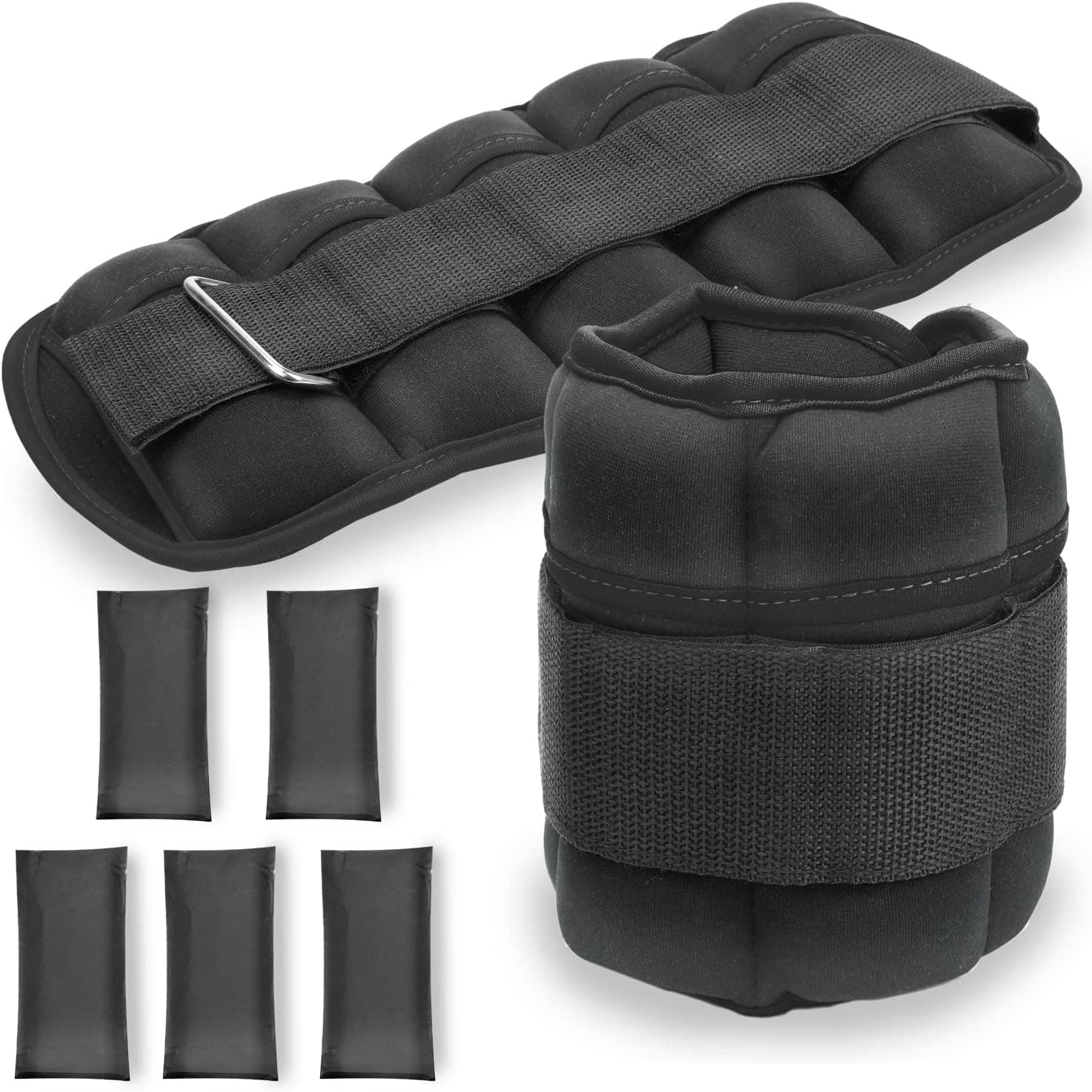 Reddgoose Ankle Weight Set Adjustable 2/3/4/5lbs Men & Women Wrist Leg Arm Strength Training Weight Straps for Walking (1 Pair)