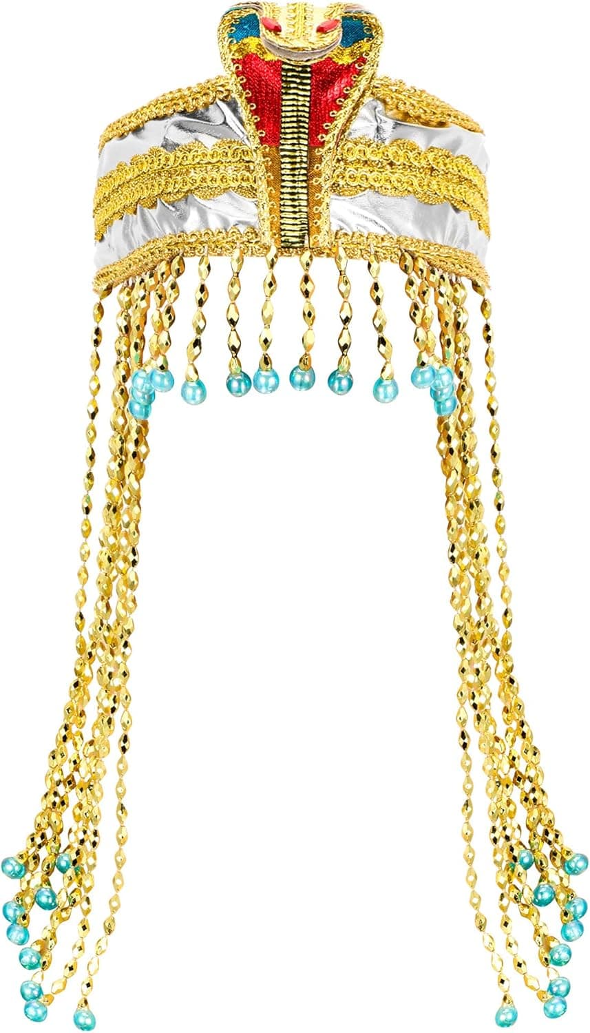 WILLBOND Women's Egyptian Headpiece Crown Snake Beaded Headband Women's Egyptian Costume Accessory Beaded Headdress