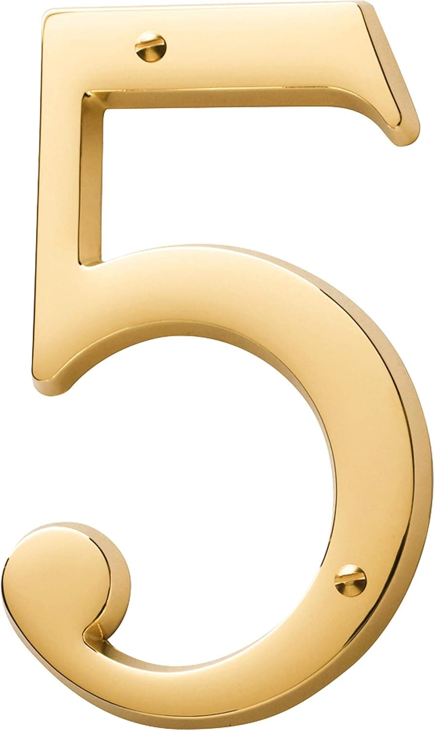 Baldwin Estate 90675.003.CD Solid Brass Traditional House Number Five in Polished Brass, 4.75"