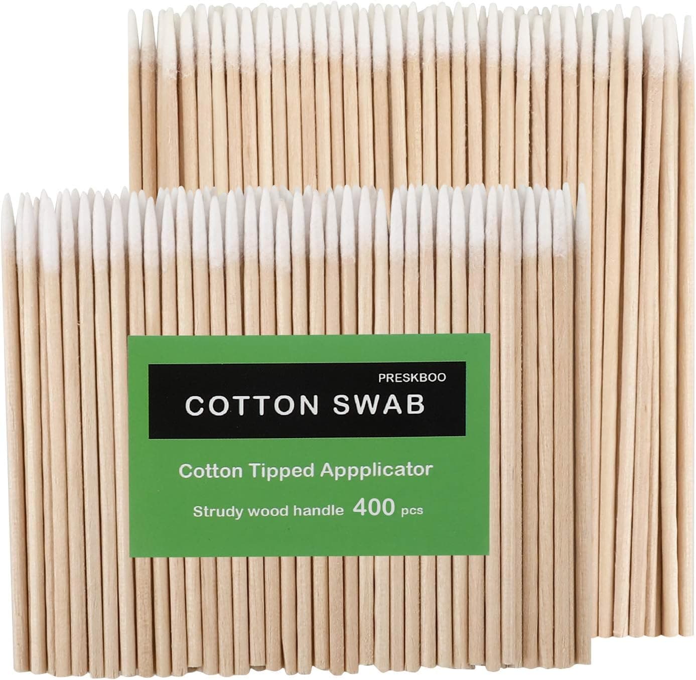 PRESKBOO 400 Count Microblading Cotton Swab,Cotton Swabs Pointed Tip,Cotton Swabs Wood Sticks,Cotton Tipped Applicator,Tattoo Permanent Supplies, Makeup Cosmetic Applicator Sticks,2 SIZE(typec)