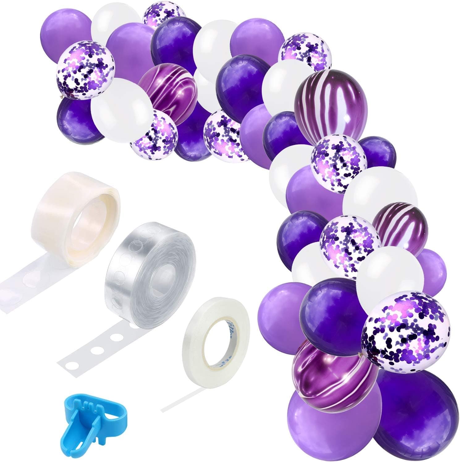TONIFUL Purple Balloon Garland Arch kit Lavender Purple Confetti White Balloons for Mermaid Theme Wedding Birthday Anniversary Baby Shower Halloween Party Supplies Decorations