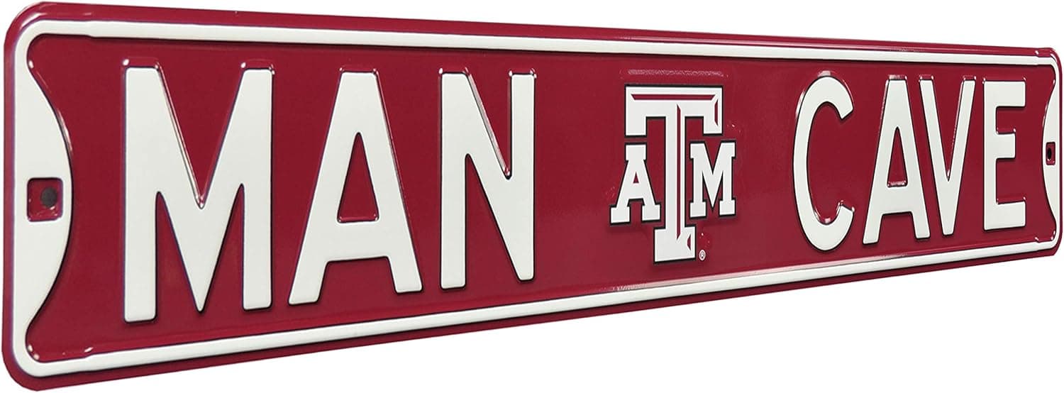 Authentic Street Signs NCAA MAN CAVE, Officially Licensed, REAL 3 Foot, Premium Grade Solid Steel Embossed STREET SIGN- Prime Wall Decor for Home, Office, Garage- Perfect Gift for Him!!