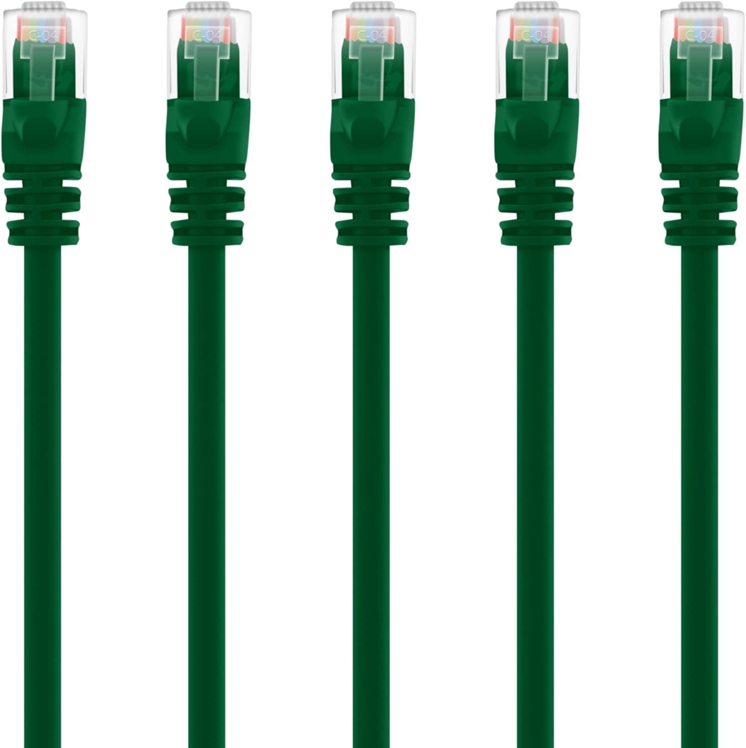 GearIT 5-Pack, Cat5e Ethernet Patch Cable 10 Feet - Snagless RJ45 Computer LAN Network Cord, Green - Compatible with 5 Port Switch POE 5port Gigabit