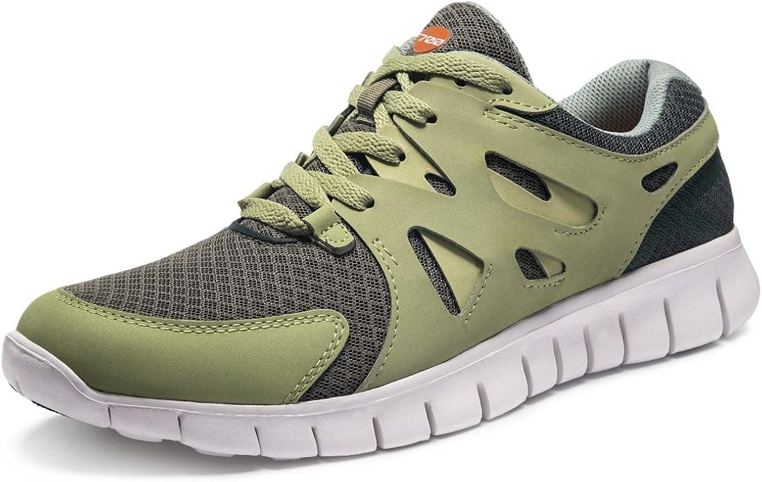 TSLA Men's Lightweight Sports Running Shoes, Flex Mesh(x700) - Olive, 12