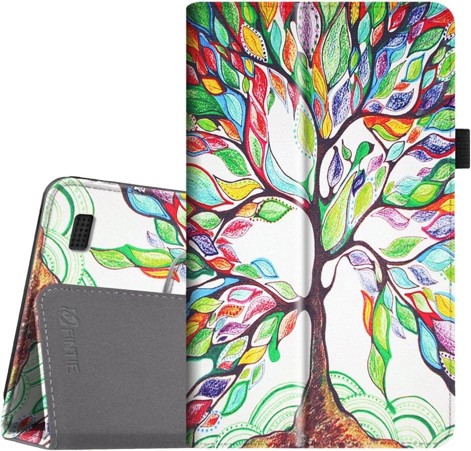 Fintie Folio Case for Amazon Fire 7 Tablet (Previous Generation - 7th, 2017 Release) - Slim Fit PU Leather Standing Protective Cover Auto Wake/Sleep, Compatible with Fire 7 (5th Gen, 2015), Love Tree