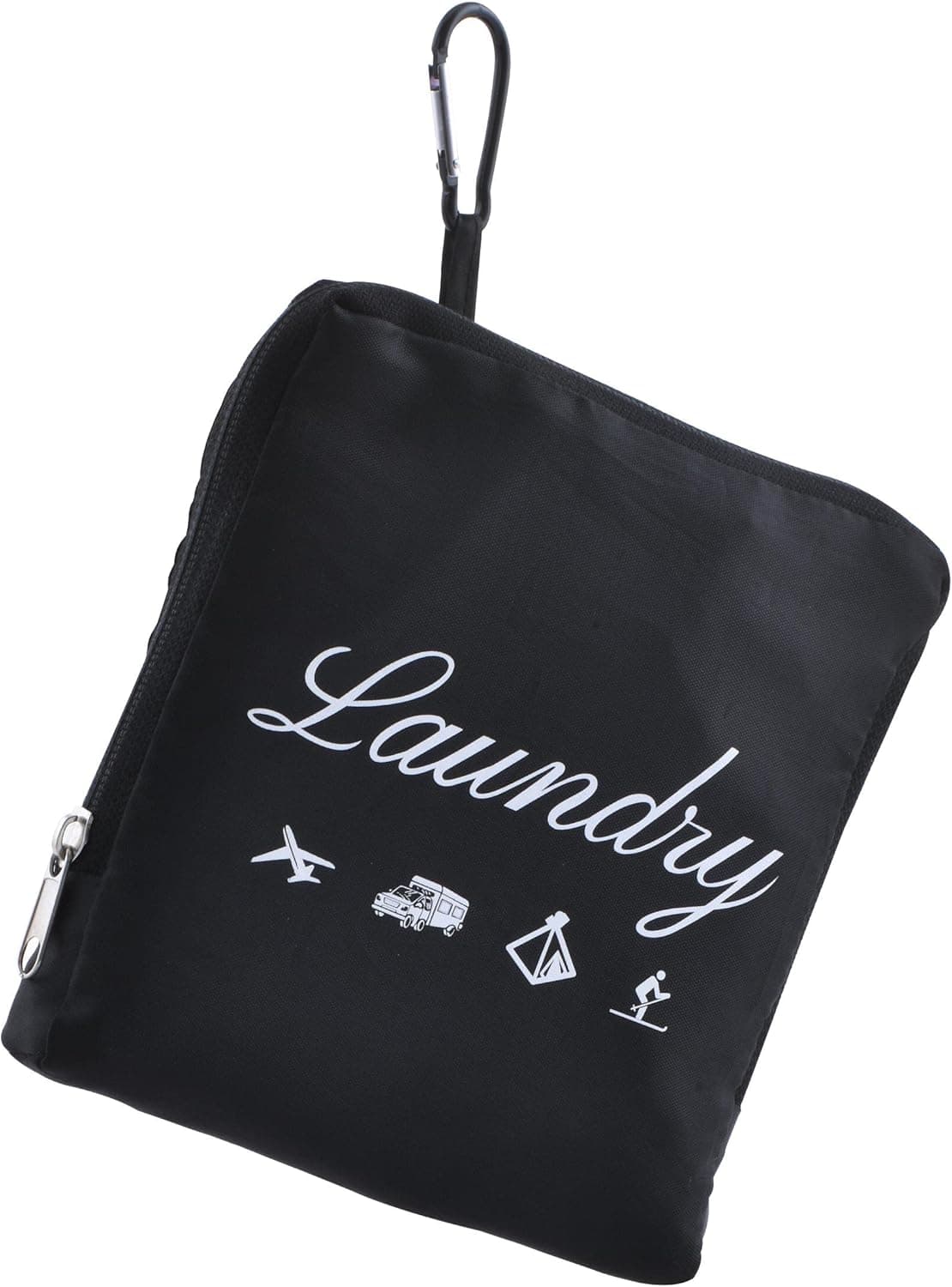 JHX Travel Laundry Bag, Dirty Clothes Bag 【Upgraded】 with Handles and Aluminum Carabiner, Collapsible Laundry Bag for Travel, Camp, Fitness, and Students(1Pcs Black) 24"L x 21"W